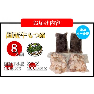 国産牛もつ鍋(小腸) 大山 醤油味 8人前(熊本市)