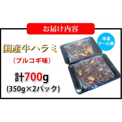 国産牛 ハラミ味付け 計700g(350g×2パック)(熊本市)