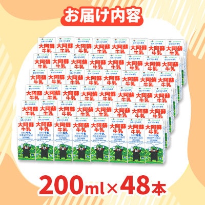 くまモン大阿蘇牛乳 200ml×48本 ロングライフ 成分無調整 らくのうマザーズ 【吉平物産】