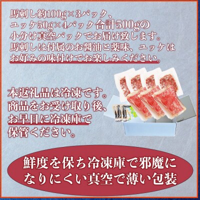 熊本特産 馬刺し 赤身(約300g)・ユッケ(約200g)セット 計500g【オアシス九州】熊本市
