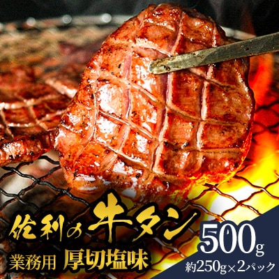 佐利の牛タン 業務用 厚切塩味 500g(約250g×2パック)