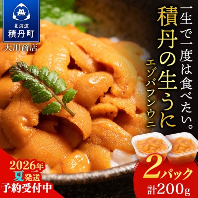 【2026年夏発送分】先行受付開始 バフンウニ100g×2パック