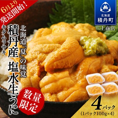 【2026年夏発送分】数量限定!積丹産 塩水生うに4パック