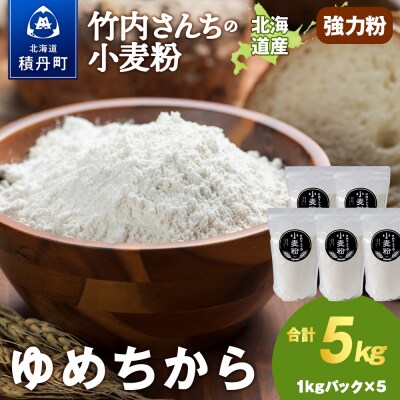 竹内さんちの小麦粉【北海道 ゆめちから(1kg×5袋)便利な小分け袋でお届け】5kg 小分け