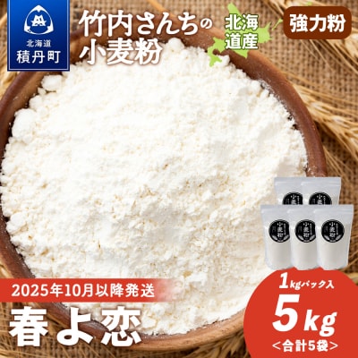 竹内さんちの小麦粉 北海道 春よ恋 1kg×5袋 小分け袋 