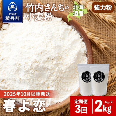 3ヵ月定期便 竹内さんちの小麦粉 春よ恋 1kg×2袋