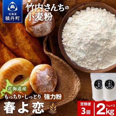 3ヵ月定期便 竹内さんちの小麦粉 春よ恋 1kg×2袋