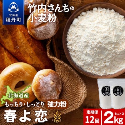 12ヵ月定期便 竹内さんちの小麦粉 春よ恋 1kg×2袋