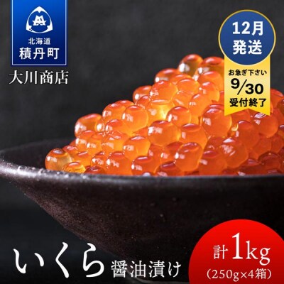 ≪12月発送≫いくら醤油漬け250g4箱＜大川商店＞