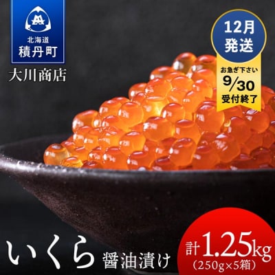 ≪12月発送≫いくら醤油漬け250g5箱＜大川商店＞