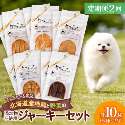 【定期便2回】北海道産地鶏と野菜の完全無添加ジャーキーセット(5種類×2袋)_hs099-001