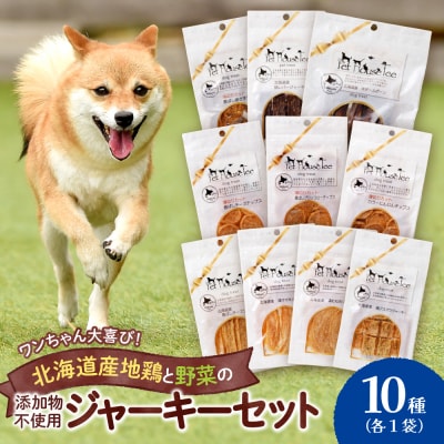 ワンちゃん大喜び!北海道産地鶏と野菜の完全無添加ジャーキーセット(10種類)_hs099-004