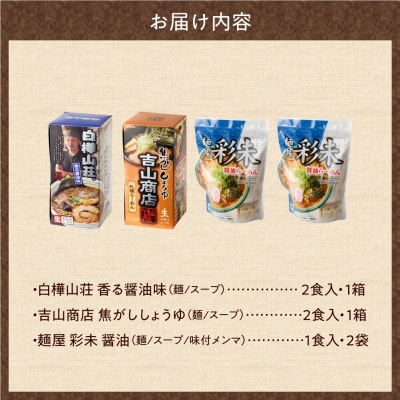 北海道ラーメンおすすめ 醤油セット 計6食 彩未 白樺山荘 吉山商店 _hs290-006