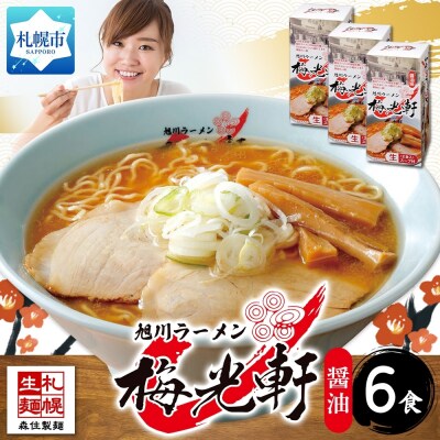 北海道 旭川ラーメン 梅光軒(醤油) 2食入×3箱 計6食セット_hs290-010