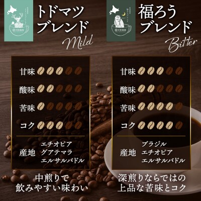 天野珈琲2種〈粉〉トドマツ福ろう各1袋計200gマイルド&ビターコーヒーブレンド_hs291-173
