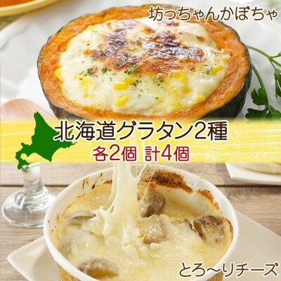 ■北海道グラタン 2種■坊ちゃんかぼちゃ230g とろ～りチーズ250g 各2個_hs289-060