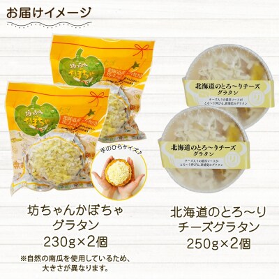 ■北海道グラタン 2種■坊ちゃんかぼちゃ230g とろ～りチーズ250g 各2個_hs289-060