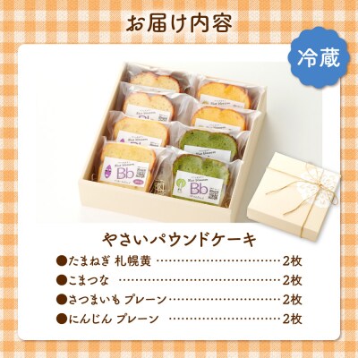 野菜たっぷり!しっとりパウンドケーキ　4種の野菜　8枚入ギフトセット_hs225-001