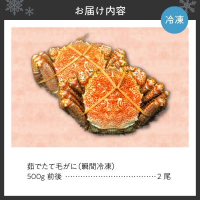 茹でたて毛がに(瞬間冷凍)500g前後×2尾_hs067-006