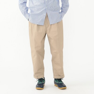 BEAMS PLUS 2プリーツ ツイル パンツ　KHAKI　XL_hs350-015