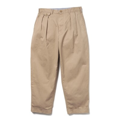 BEAMS PLUS 2プリーツ ツイル パンツ　KHAKI　XL_hs350-015