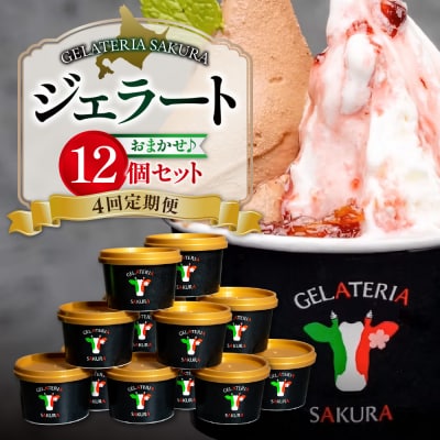 【定期便】幸せな牛のミルクからできたジェラートパティシエおまかせ12個セット×4_hs140-002