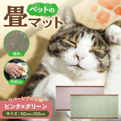 ペットの畳マット　100　ピンク×グリーン_hs347-003