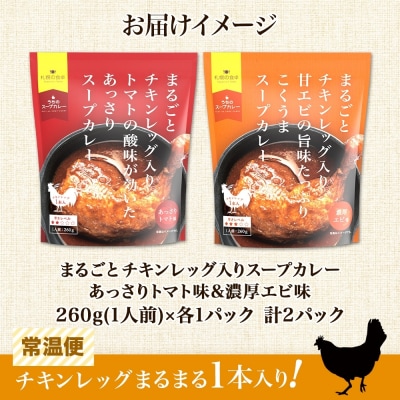 チキンレッグスープカレー 2種セットA(トマト・濃厚エビ) 計2パック_hs300-004