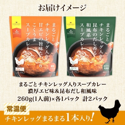 チキンレッグスープカレー 2種セットC(濃厚エビ・昆布) 計2パック_hs300-006