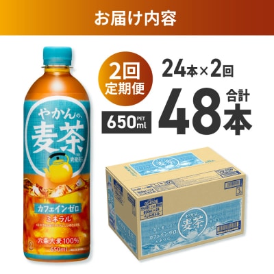 【2ヶ月定期便】やかんの麦茶 from 爽健美茶 650mlPET×24本_hs137-190