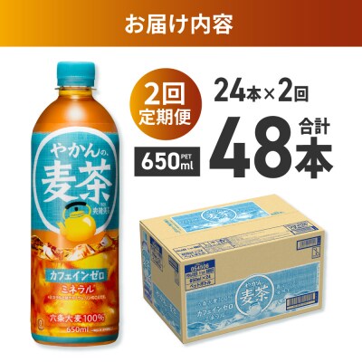 【2ヶ月定期便】やかんの麦茶 from 爽健美茶 650mlPET×24本_hs137-190