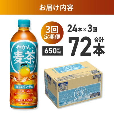【3ヶ月定期便】やかんの麦茶 from 爽健美茶 650mlPET×24本_hs137-191