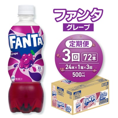 【3ヶ月定期便】ファンタ グレープ 500mlPET×24本_hs137-207