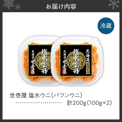 【先行予約】北海道産　世壱屋塩水ウニ(バフンウニ)200g_hs457-004