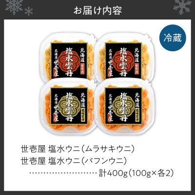 【先行受付】北海道産　世壱屋塩水ウニ(ムラサキウニ&バフンウニ)各200g_hs457-006
