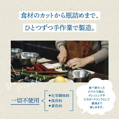 【やまあいピクルス】素材を生かした手作りピクルス 定番4本+季節1本(おまかせ)