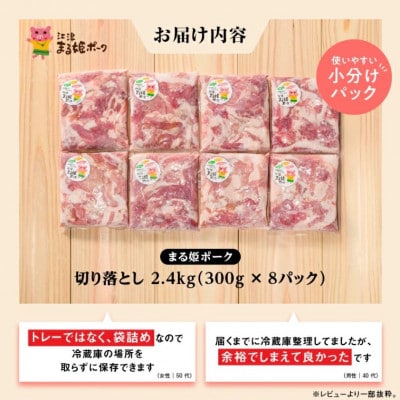 まる姫ポーク 切り落とし 　2.4kg(300g×8パック)(江津市)