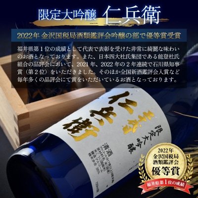 奥越前大野 日本酒 清酒『一乃谷』限定大吟醸 仁兵衛・大吟醸 暁 飲み比べ 1.8L × 2本
