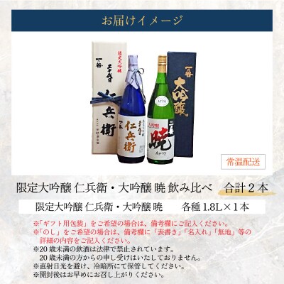 奥越前大野 日本酒 清酒『一乃谷』限定大吟醸 仁兵衛・大吟醸 暁 飲み比べ 1.8L × 2本