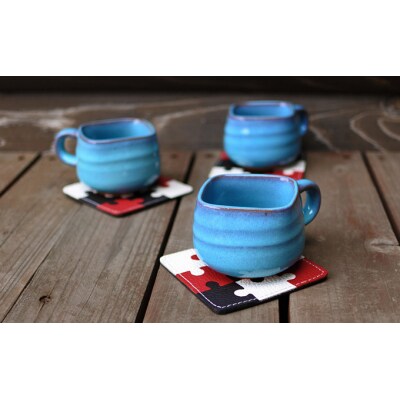 本革パズルコースター(3枚セット) B 