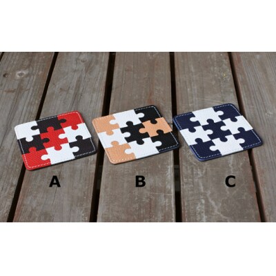 本革パズルコースター(3枚セット) C