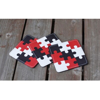 本革パズルコースター(3枚セット) C
