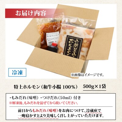 【お試しセット】とんちゃん祭2012年優勝!特上ホルモン(和牛小腸100%)(500g×1袋)