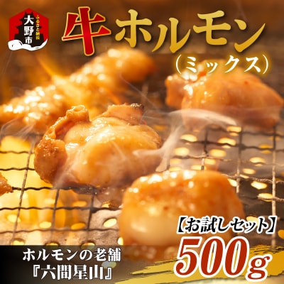 【お試しセット】ホルモンの老舗 六間星山の牛ホルモン(ミックス)(500g×1袋)