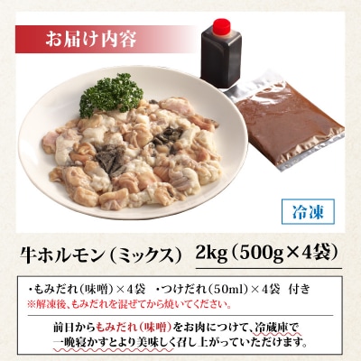 ホルモンの老舗 六間星山の牛ホルモン(ミックス)2kg(500g×4袋)