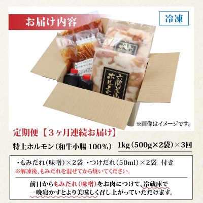 【3ヶ月定期便】とんちゃん祭2012年優勝!ホルモン1kg(500g×2袋)×3回