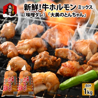 大美のとんちゃん(ミックス)牛ホルモン ミックス 味噌ダレ 1kg(500g×2パック)