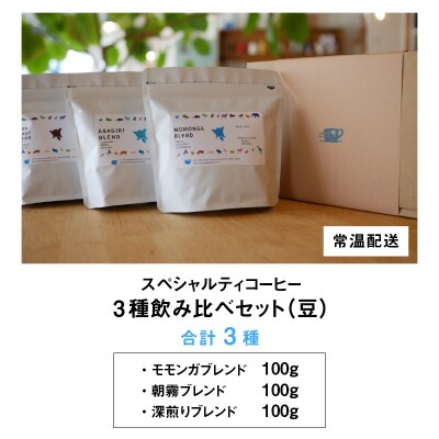 モモンガコーヒーのスペシャルティコーヒー3種飲み比べセット(豆)