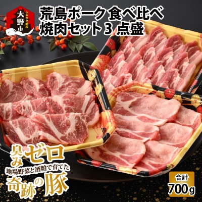 【福井のブランド豚肉】荒島ポーク食べ比べ焼き肉セット3点盛 700g