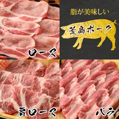 【福井のブランド豚肉】荒島ポーク食べ比べ焼き肉セット3点盛 700g